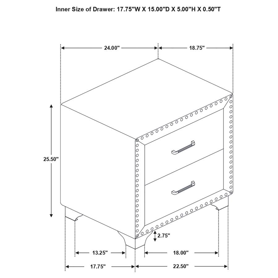 (image for) Melody Upholstered 2-drawer Nightstand Pacific Blue