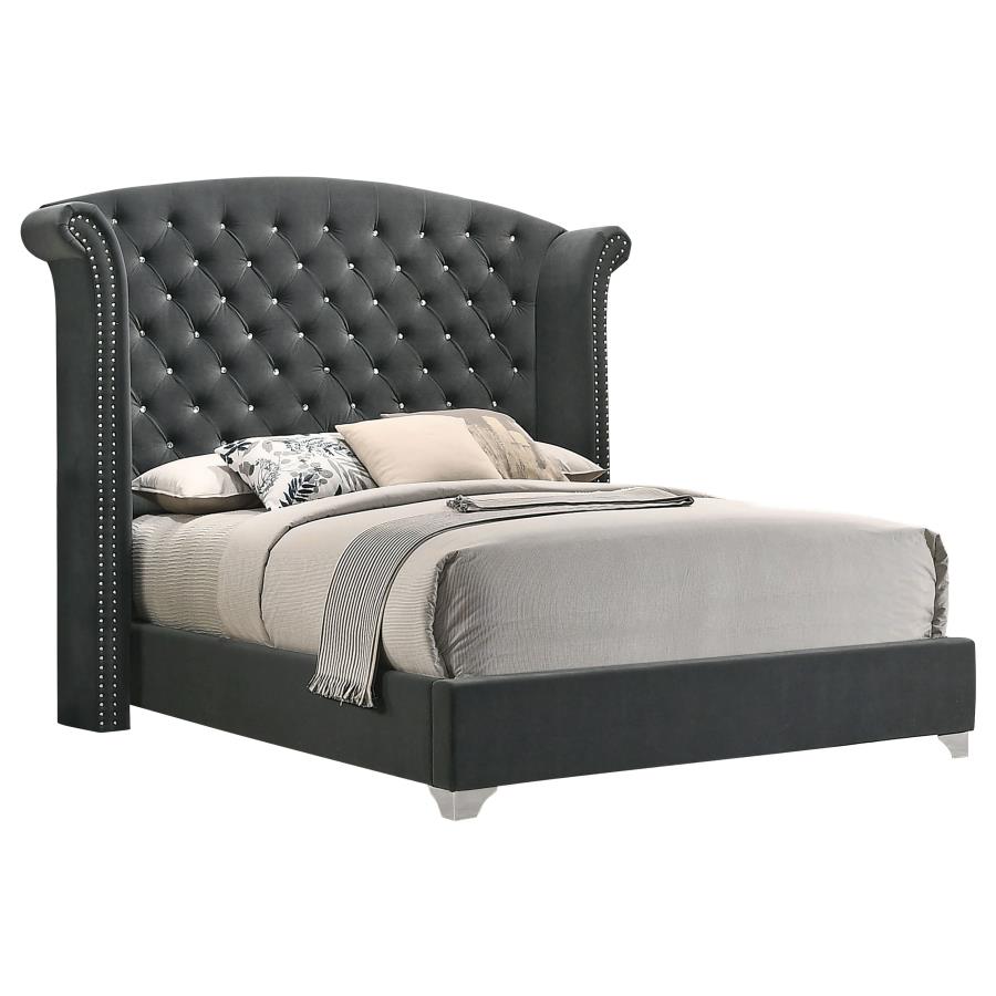 (image for) Melody Upholstered California King Wingback Bed Grey