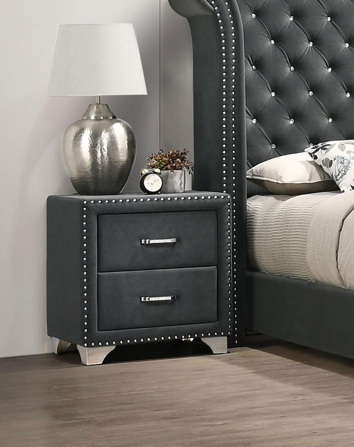 (image for) Melody Upholstered 2-drawer Nightstand Grey