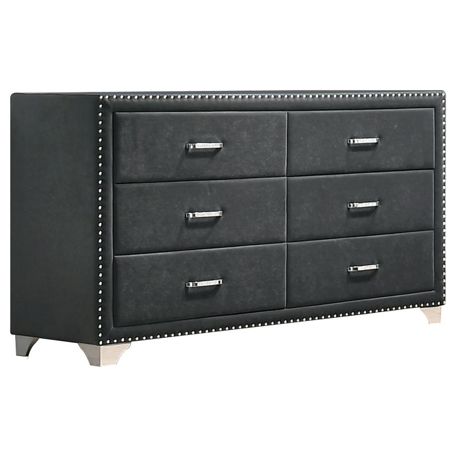 (image for) Melody 6-drawer Upholstered Dresser Grey - Click Image to Close