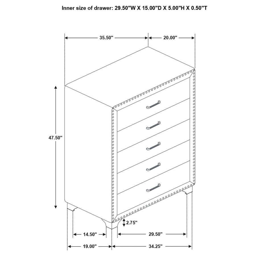 (image for) Melody 5-drawer Bedroom Chest Grey