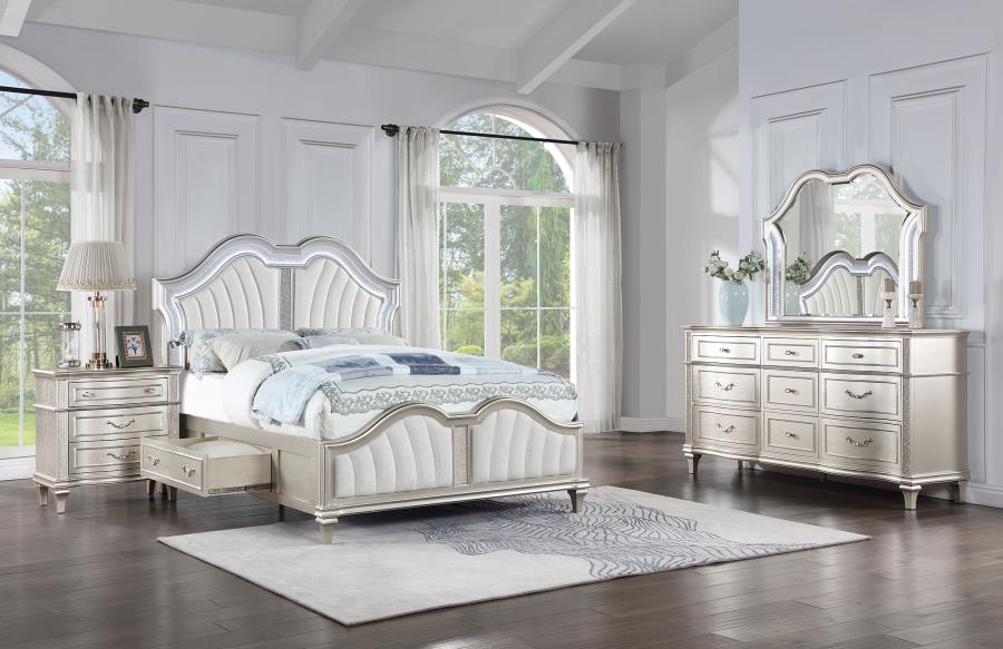 (image for) Evangeline 4-piece Eastern King Bedroom Set Silver Oak