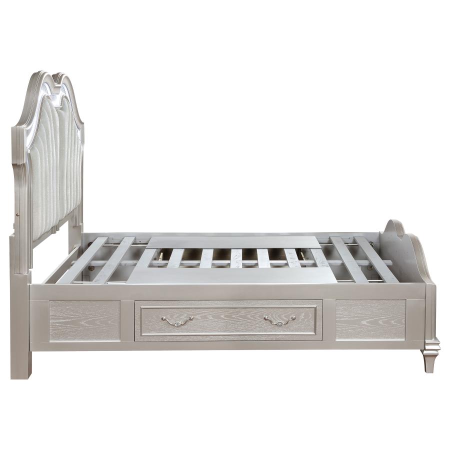 (image for) Evangeline California King LED Storage Panel Bed Silver Oak