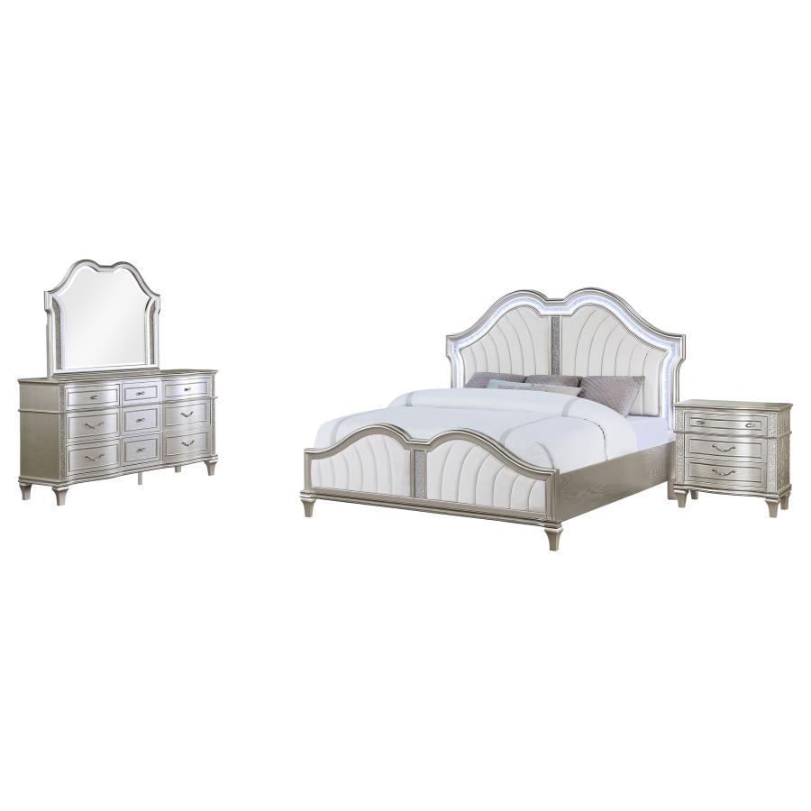 (image for) Evangeline 4-piece Eastern King Bedroom Set Silver Oak