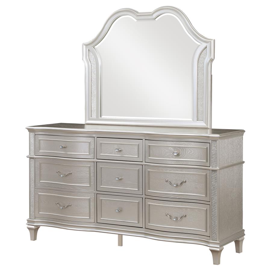 (image for) Evangeline 9-drawer Dresser with Mirror Silver Oak