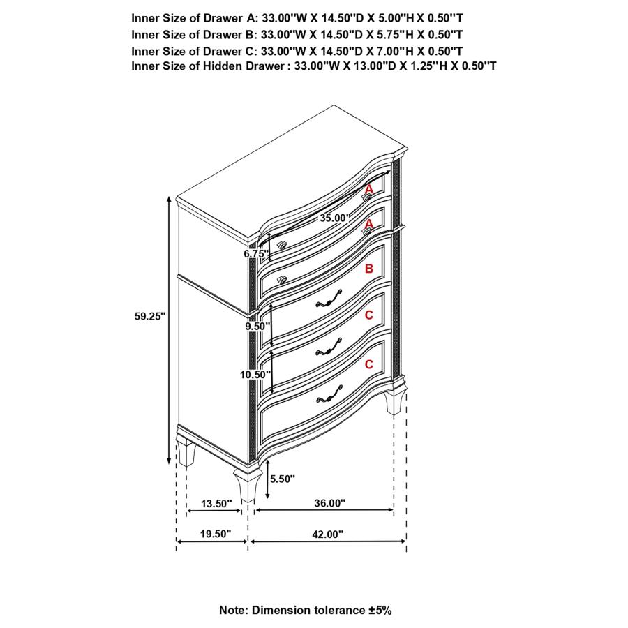 (image for) Evangeline 6-drawer Bedroom Chest Silver Oak