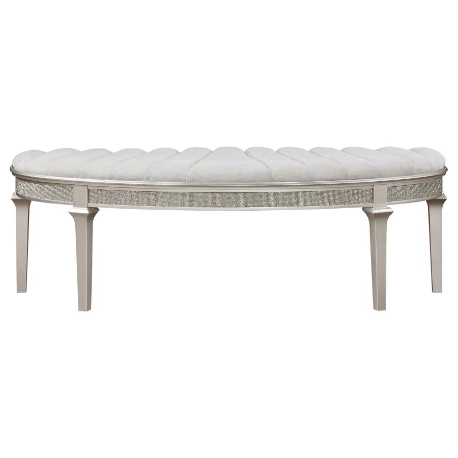 (image for) Evangeline Curved Fabric Upholstered Bench Silver Oak