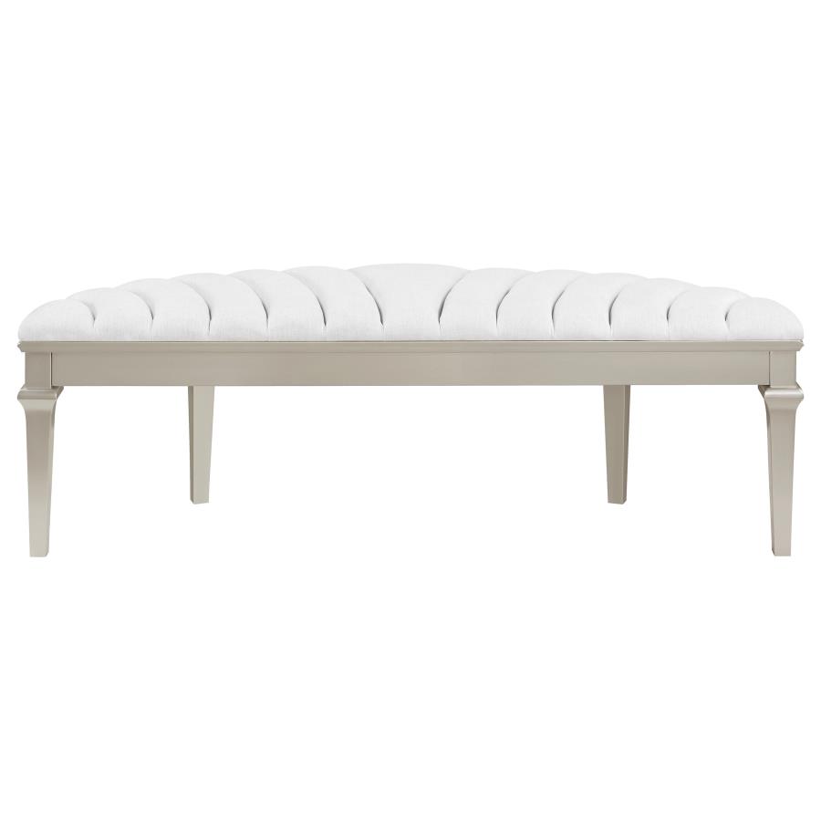 (image for) Evangeline Curved Fabric Upholstered Bench Silver Oak