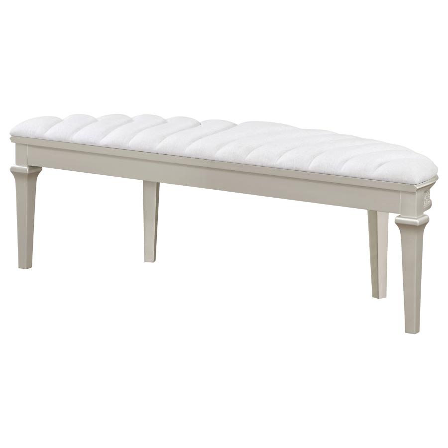 (image for) Evangeline Curved Fabric Upholstered Bench Silver Oak