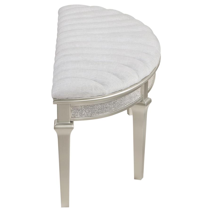 (image for) Evangeline Curved Fabric Upholstered Bench Silver Oak