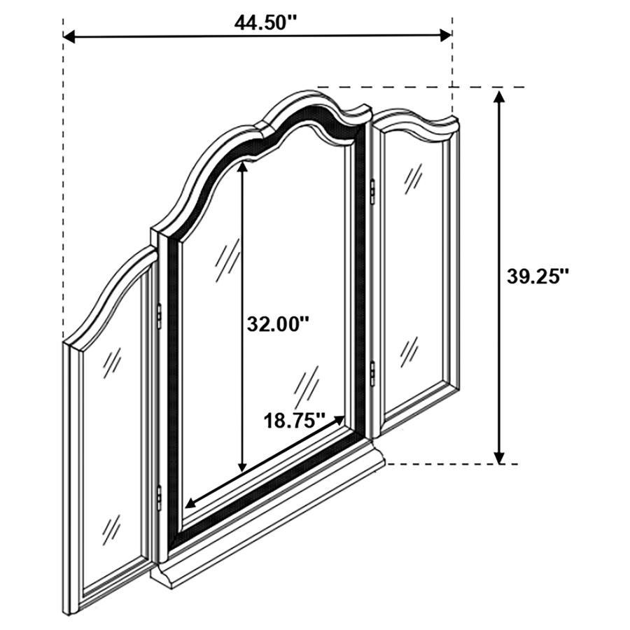 (image for) Evangeline Tri-Fold Vanity Mirror Silver Oak