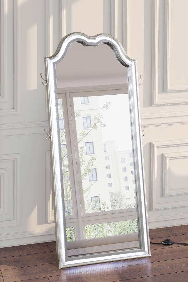 (image for) Evangeline Full Length LED Light Floor Mirror Silver Oak