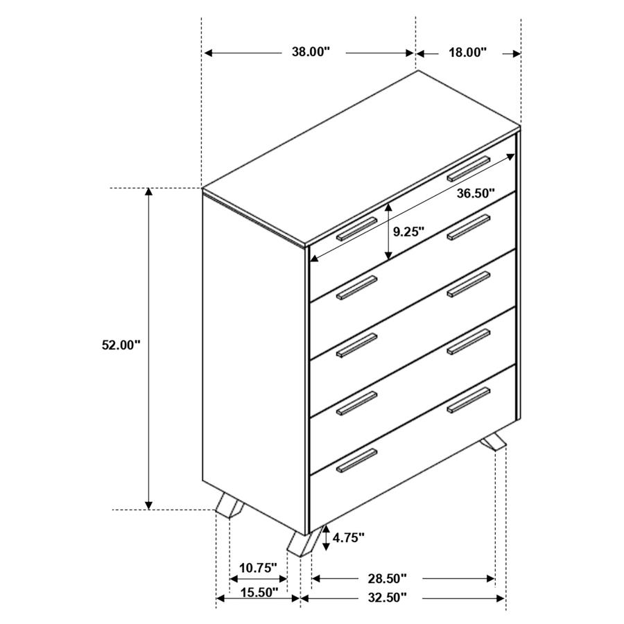 (image for) Taylor 5-drawer Bedroom Chest Light Honey Brown