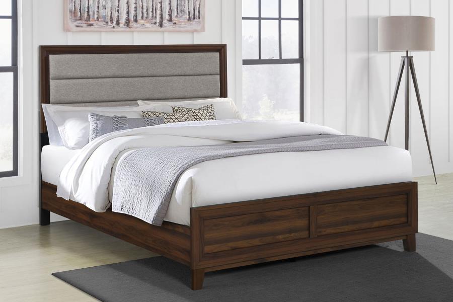 (image for) Welsley 50-inch Upholstered Queen Bed Walnut