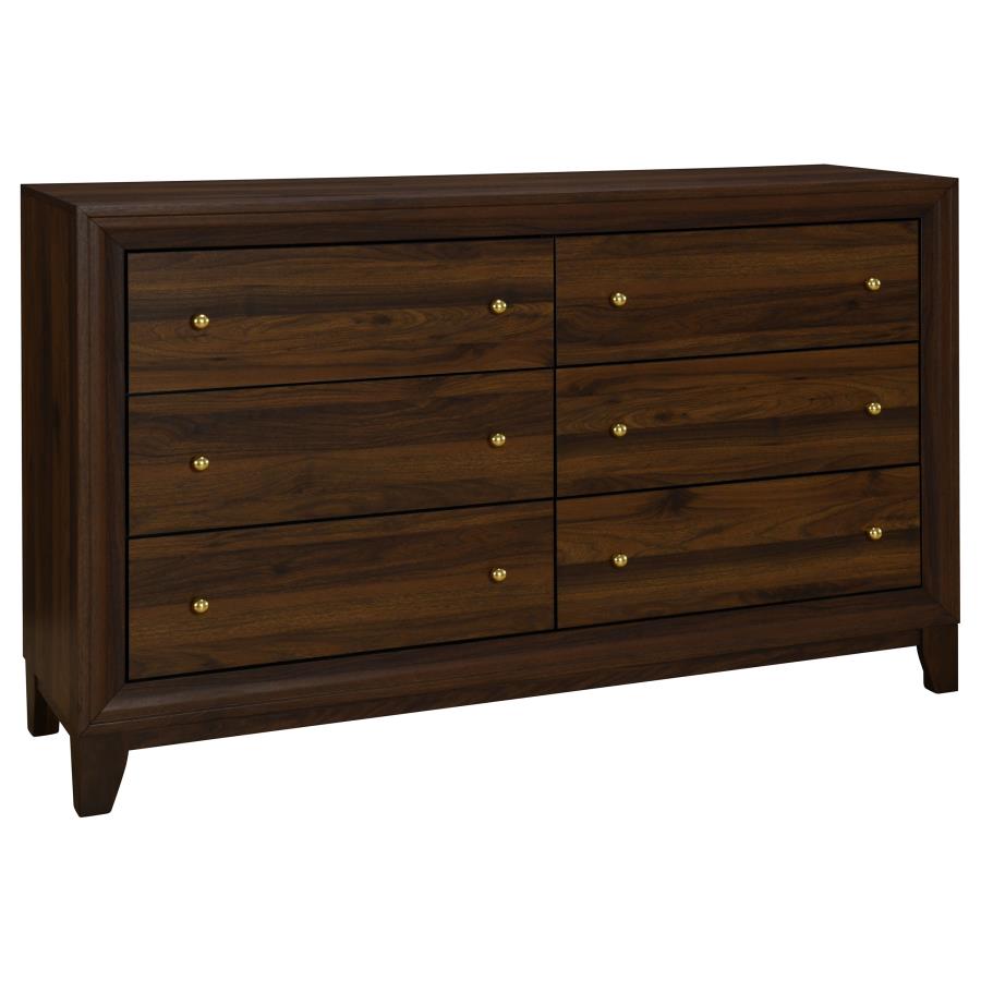 (image for) Welsley 6-drawer Dresser Cabinet Walnut - Click Image to Close