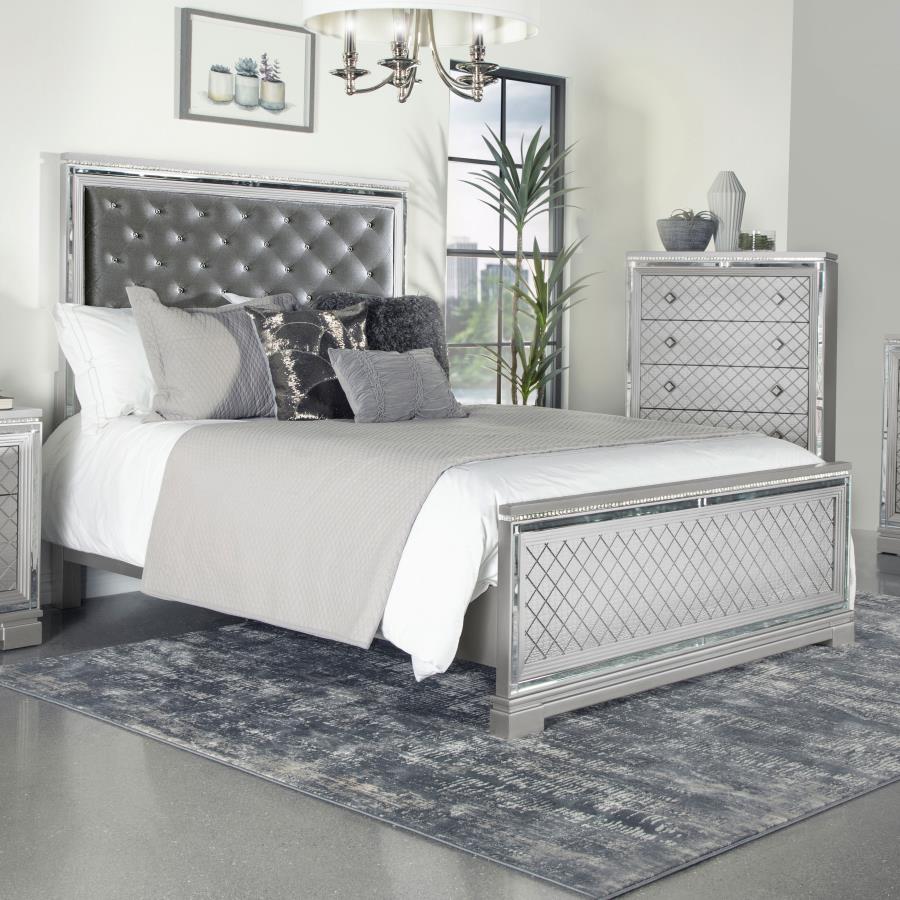 (image for) Eleanor Wood Eastern King Panel Bed Metallic Mercury