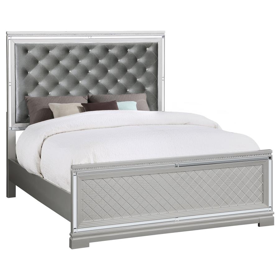 (image for) Eleanor Wood Eastern King Panel Bed Metallic Mercury