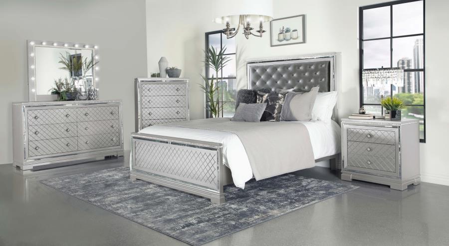 (image for) Eleanor Wood Eastern King Panel Bed Metallic Mercury