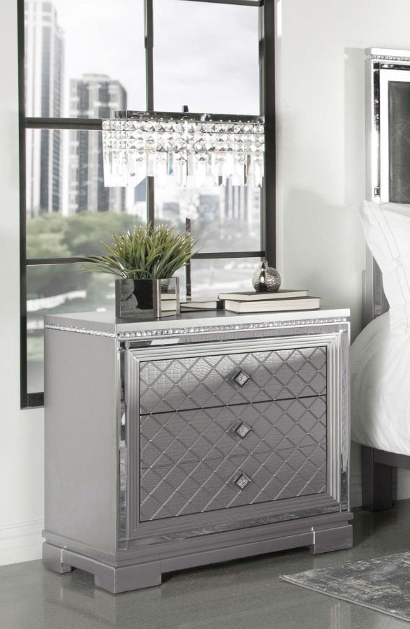 (image for) Eleanor 2-drawer Nightstand Metallic Mercury