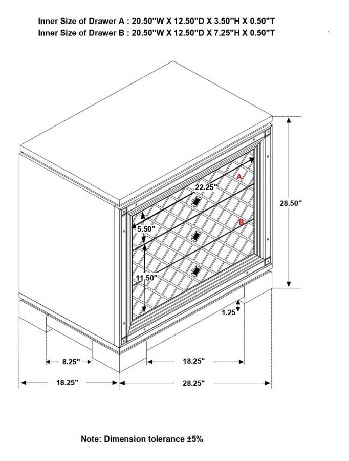 (image for) Eleanor 2-drawer Nightstand Metallic Mercury