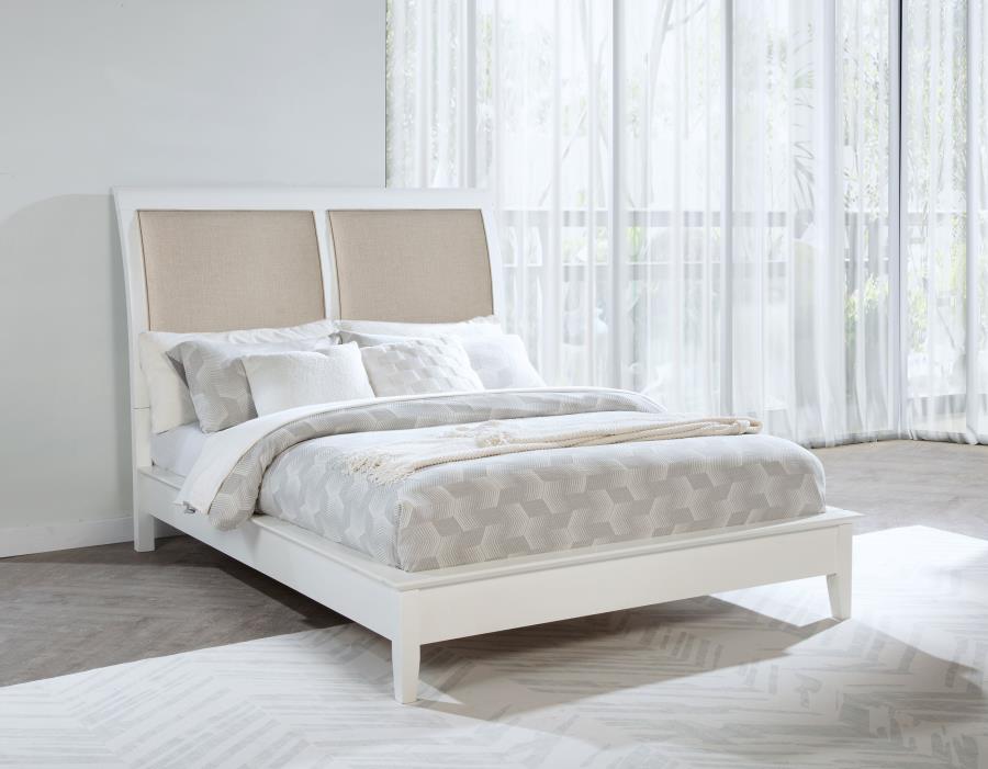 (image for) Bexhill 56-inch Upholstered Eastern King Panel Bed White