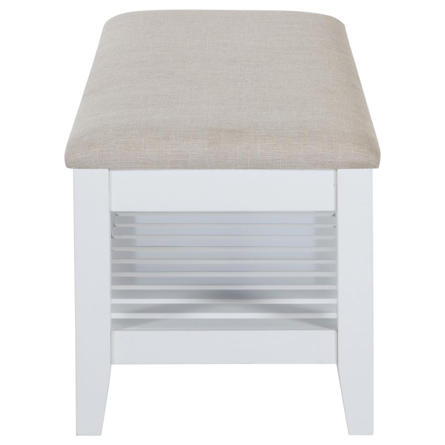 (image for) Bexhill Upholstered Rectangular Bench with Shelf White