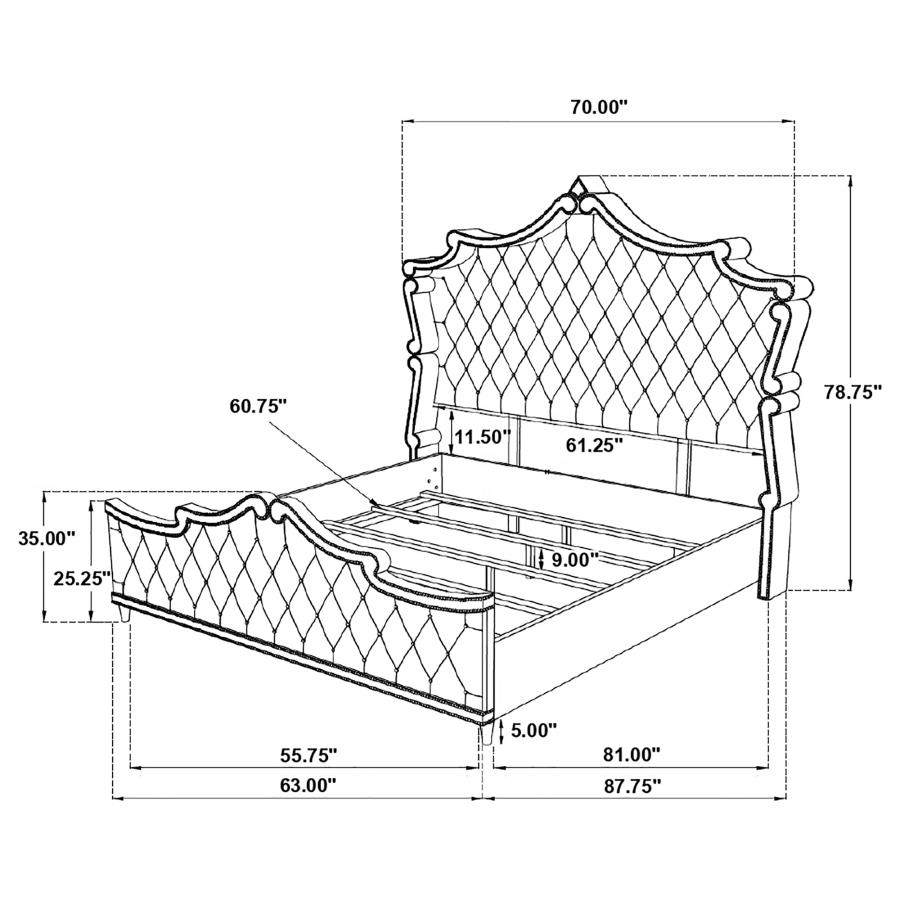 (image for) Antonella Upholstered Queen Panel Bed Ivory and Camel