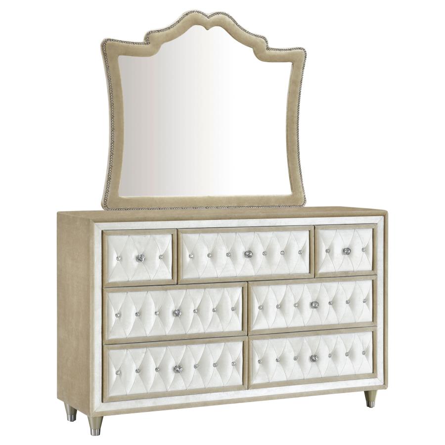 (image for) Antonella 7-drawer Upholstered Dresser with Mirror Ivory