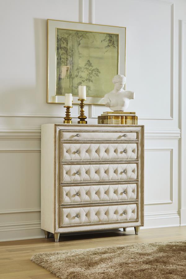 (image for) Antonella 5-drawer Bedroom Chest Ivory and Camel