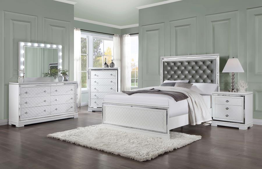 (image for) Eleanor Wood California King Panel Bed White