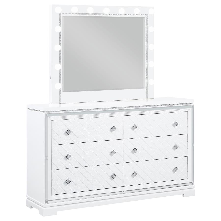 (image for) Eleanor 6-drawer Dresser with Mirror White - Click Image to Close