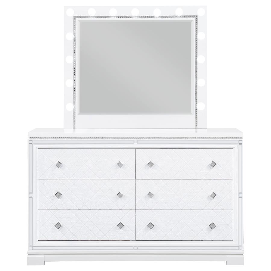 (image for) Eleanor 6-drawer Dresser with Mirror White