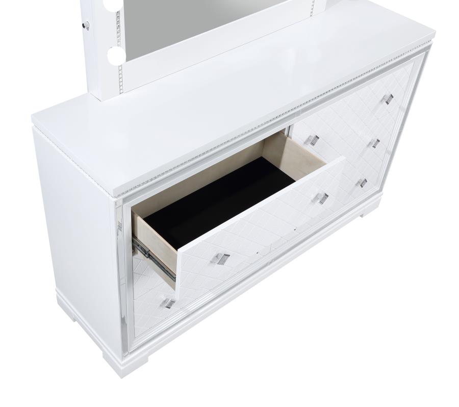 (image for) Eleanor 6-drawer Dresser with Mirror White