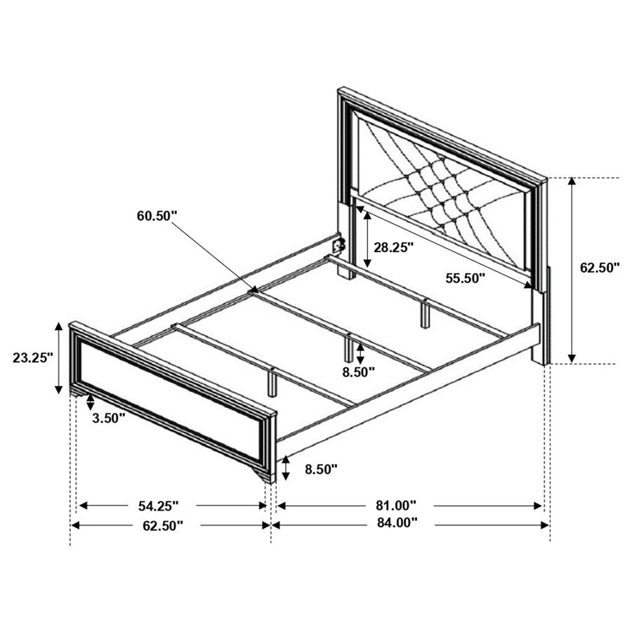 (image for) Penelope Wood Queen LED Panel Bed Midnight Star