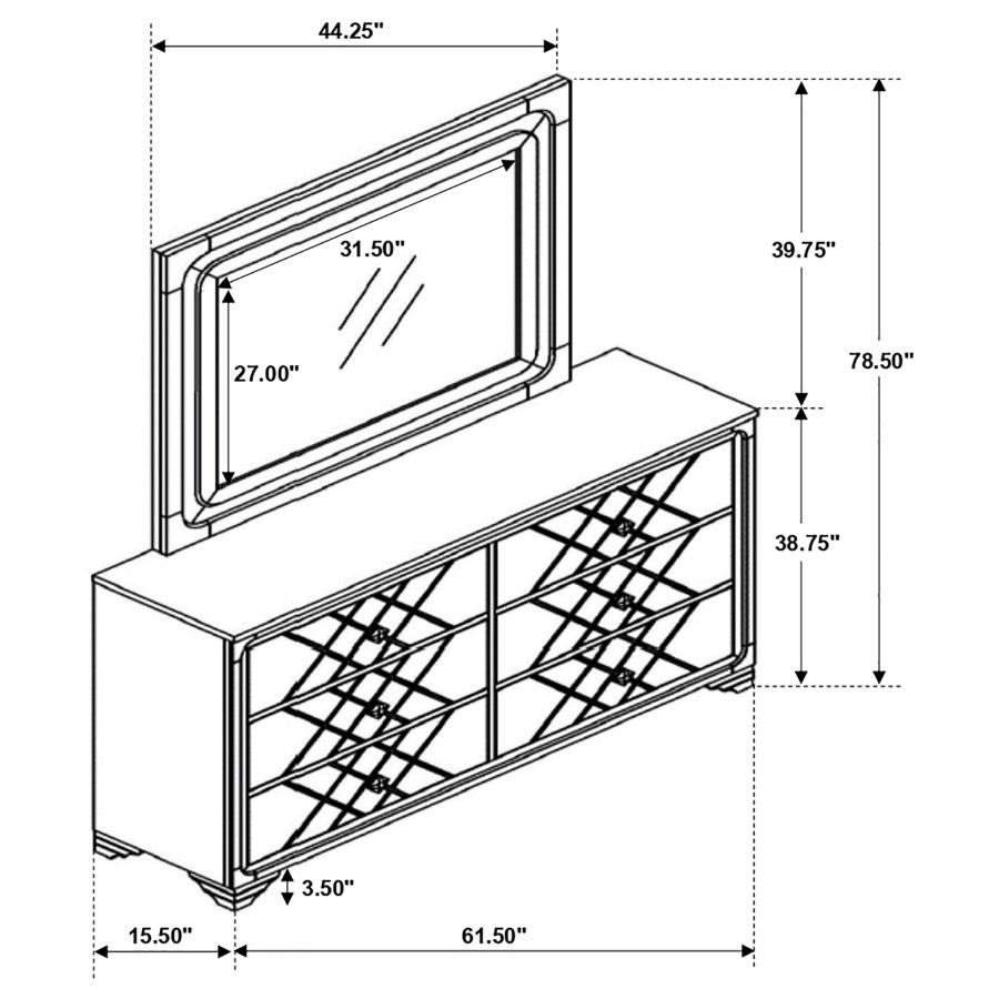 (image for) Penelope 6-drawer Dresser with Mirror Midnight Star