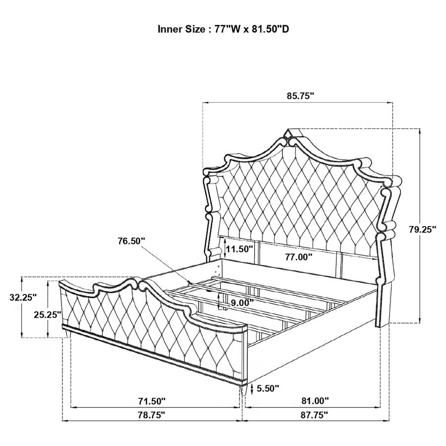 (image for) Antonella Upholstered Eastern King Panel Bed Grey