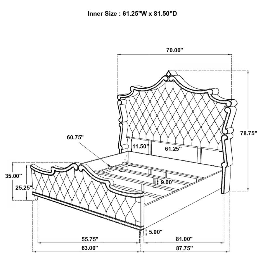 (image for) Antonella Upholstered Queen Panel Bed Grey