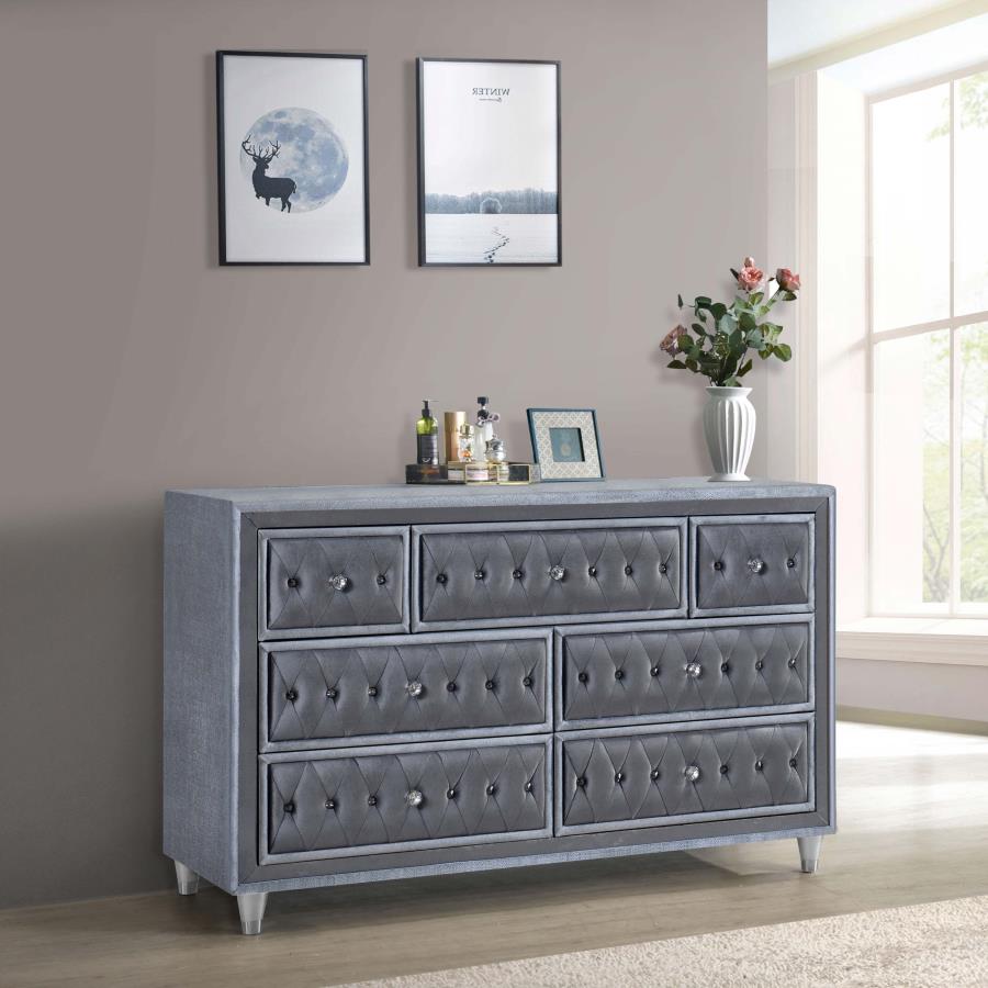 (image for) Antonella 7-drawer Upholstered Dresser Grey