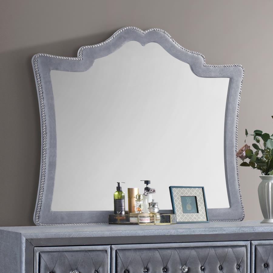 (image for) Antonella Upholstered Dresser Mirror Grey