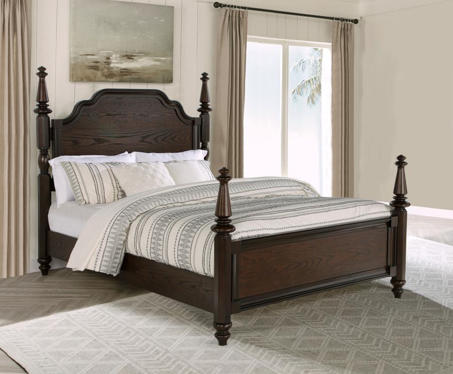 (image for) Andover 63-inch Four Poster Eastern King Bed Dark Oak