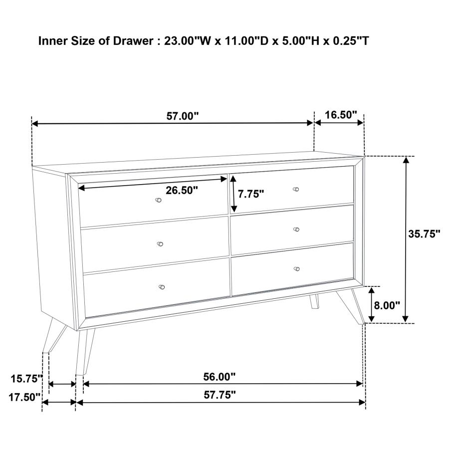 (image for) Janelle 6-drawer Dresser White