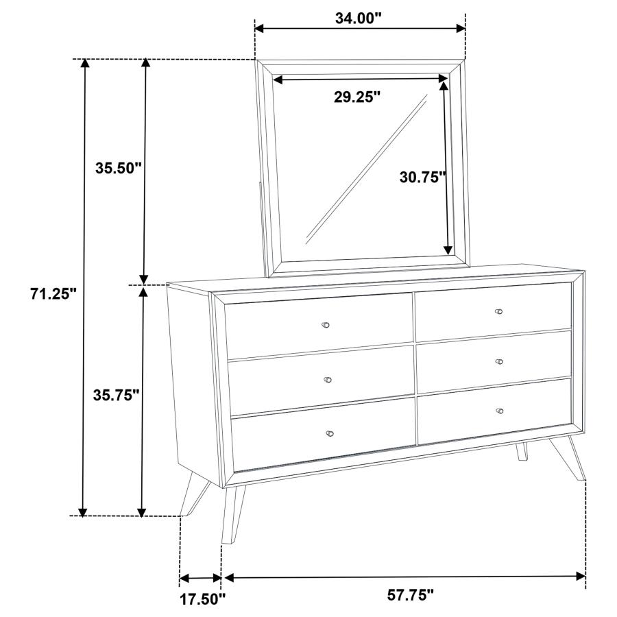 (image for) Janelle 6-drawer Dresser with Mirror White