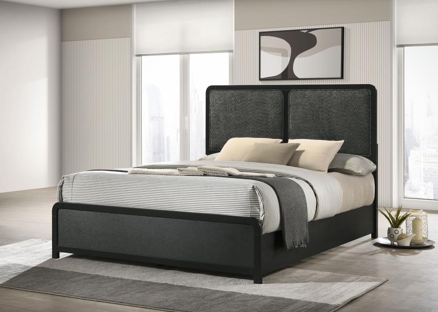 (image for) Cavelle 47-inch Upholstered Queen Bed Black