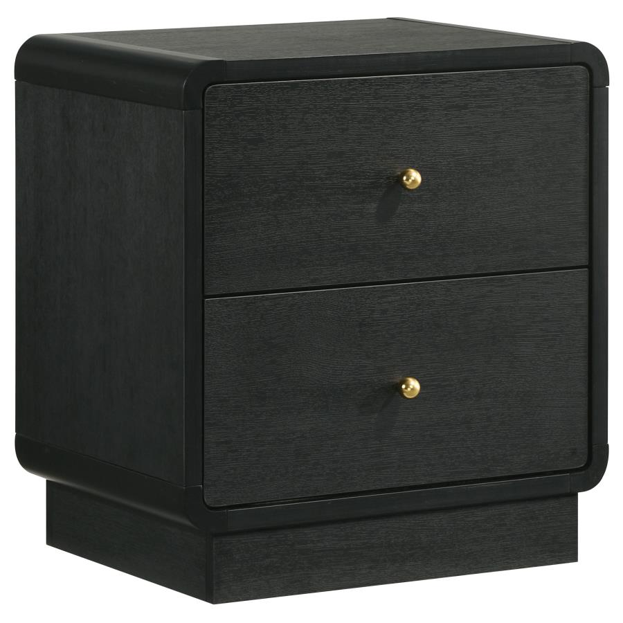 (image for) Cavelle 2-drawer Nightstand Bedside Table Black