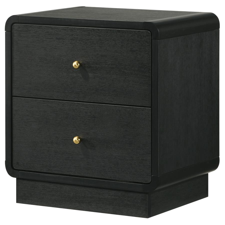 (image for) Cavelle 2-drawer Nightstand Bedside Table Black