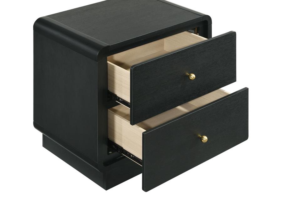 (image for) Cavelle 2-drawer Nightstand Bedside Table Black