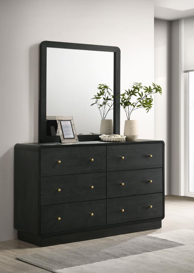 (image for) Cavelle 6-drawer Dresser and Mirror Black