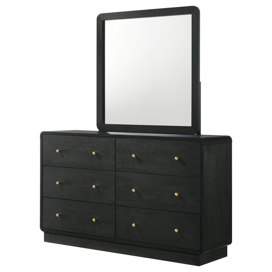 (image for) Cavelle 6-drawer Dresser and Mirror Black