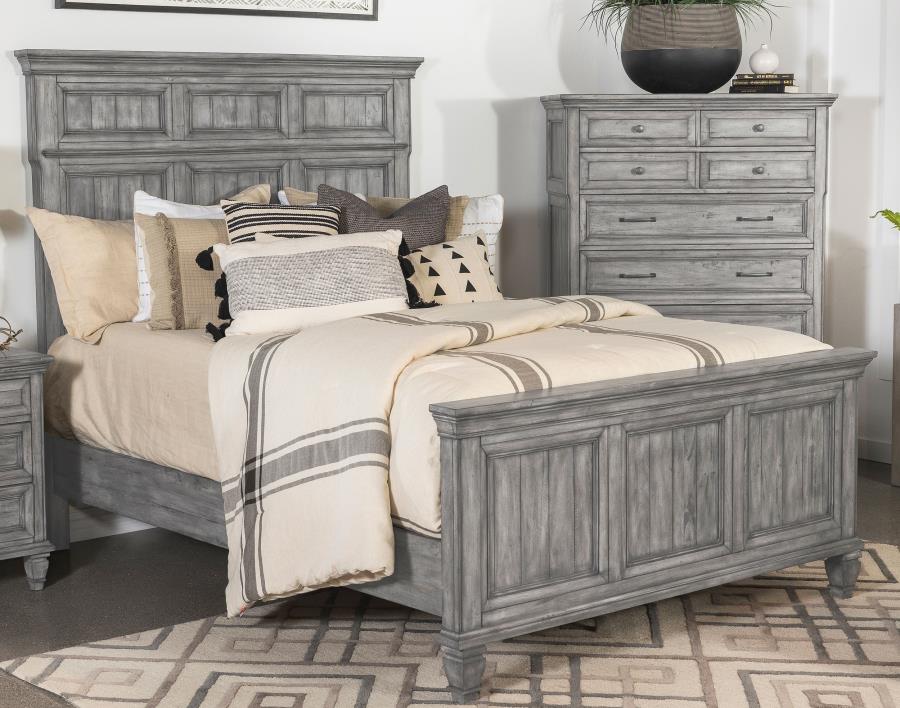 (image for) Avenue Wood California King Panel Bed Weathered Grey