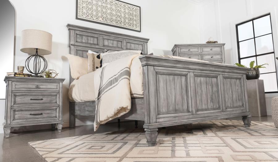 (image for) Avenue Wood California King Panel Bed Weathered Grey